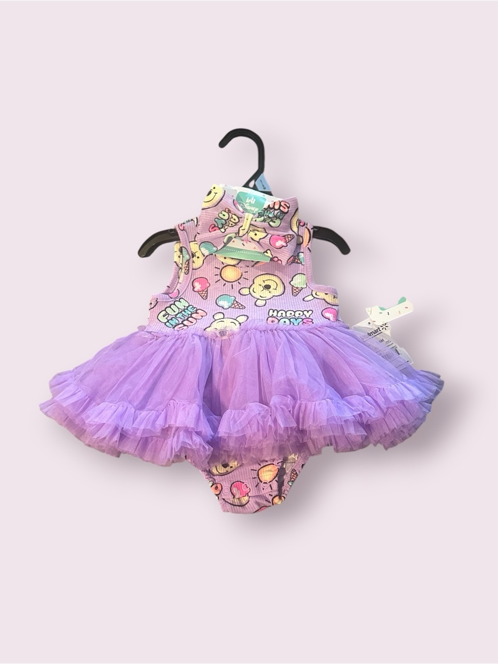 NWT Disney Baby Winnie The Pooh Fun In The Sun Purple Tutu Dress w/Headband